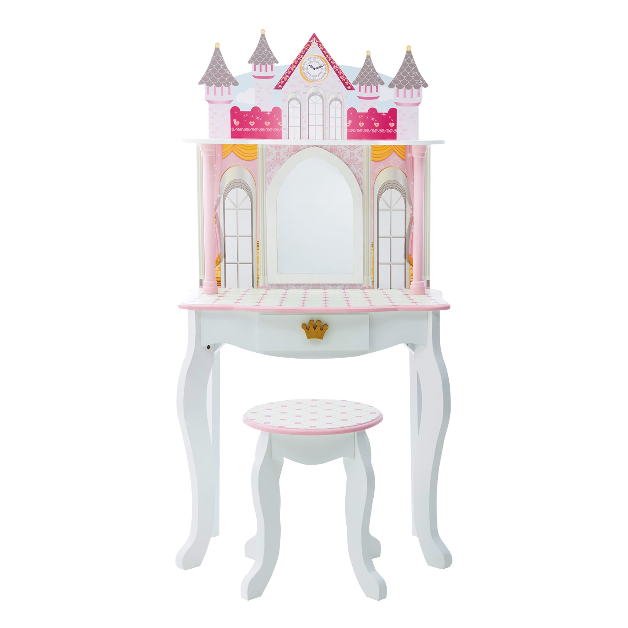 Fantasy Fields Dreamland Castle Kids Vanity Table & Stool, White