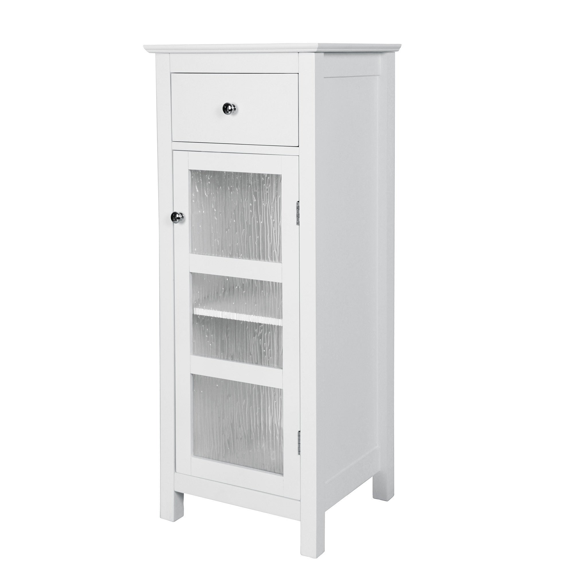 Tall Bathroom Storage Cabinet with Glass Doors white Cupboards