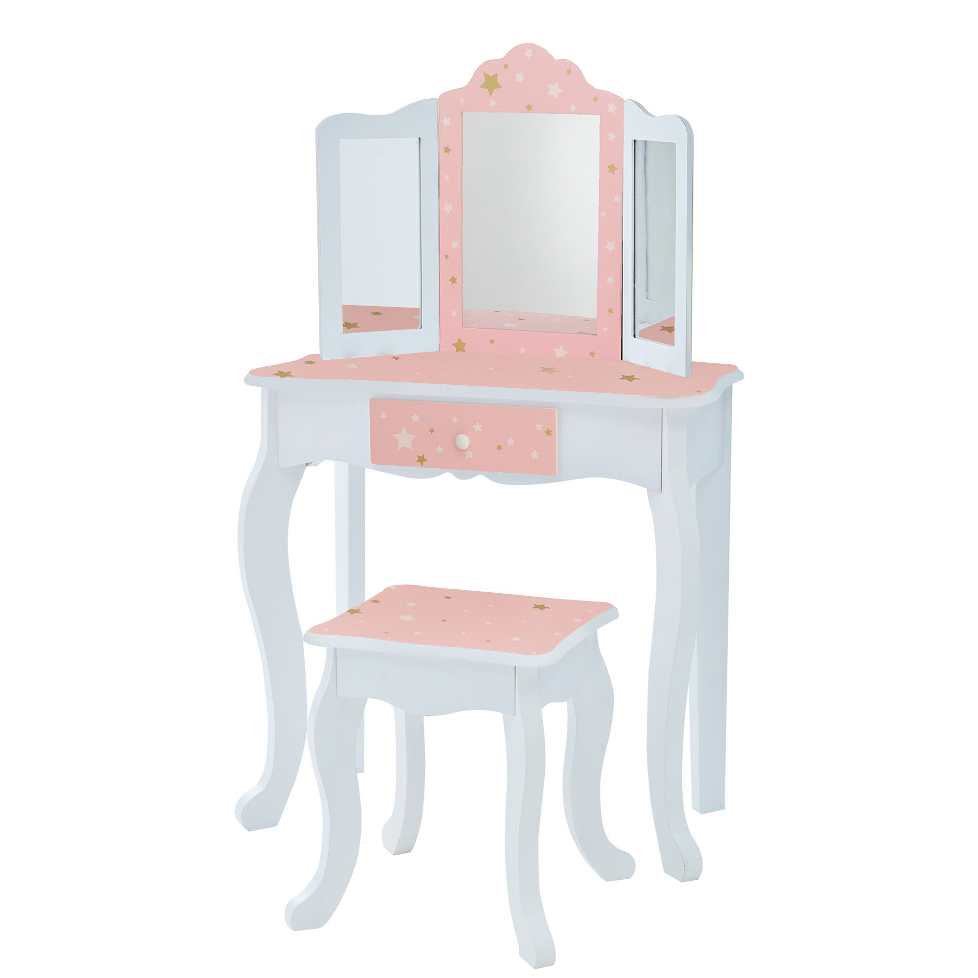 Vanity Set Kids Vanity with White Fantasy | Set – | Teamson Fields Vanity Girls Mirror | Child Pink