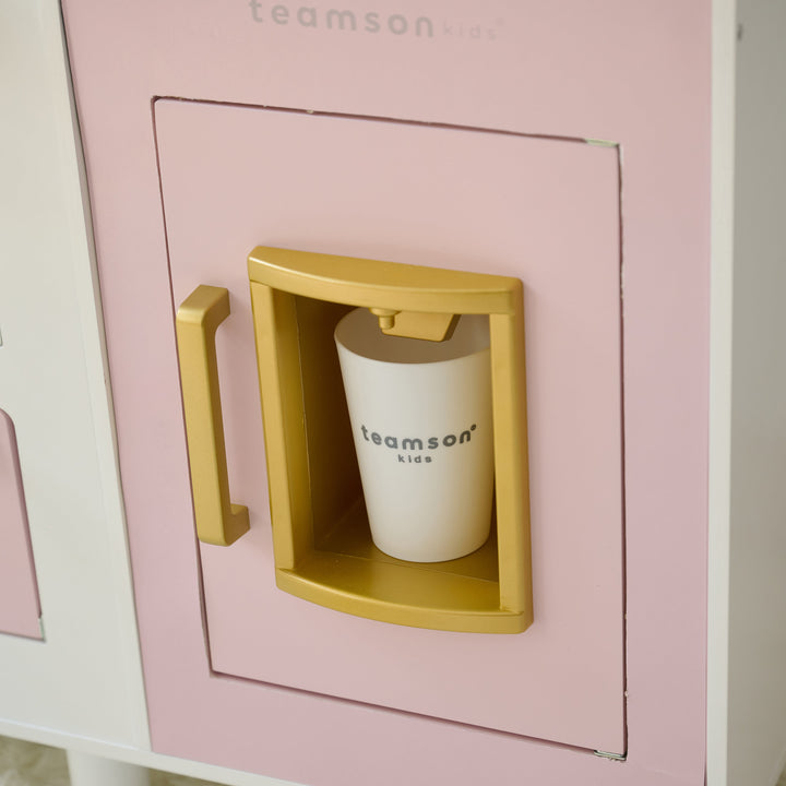 Wooden Play Kitchen with 17 Accessories, Pink - Little Chef Hampton by Teamson Kids