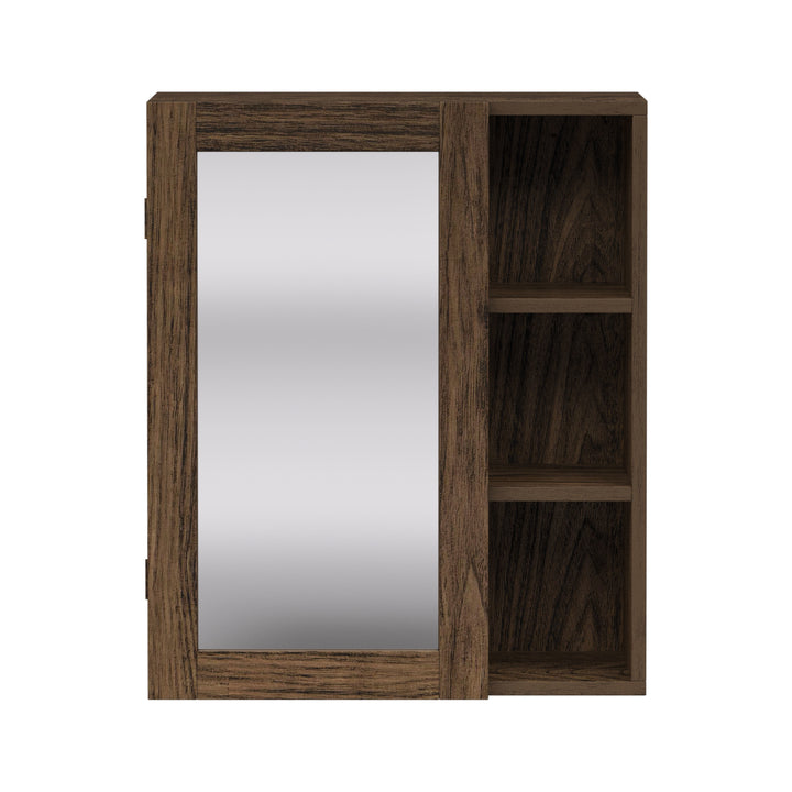 Teamson Home Ellery Removable Medicine Cabinet with Mirror, Open Shelves, Walnut