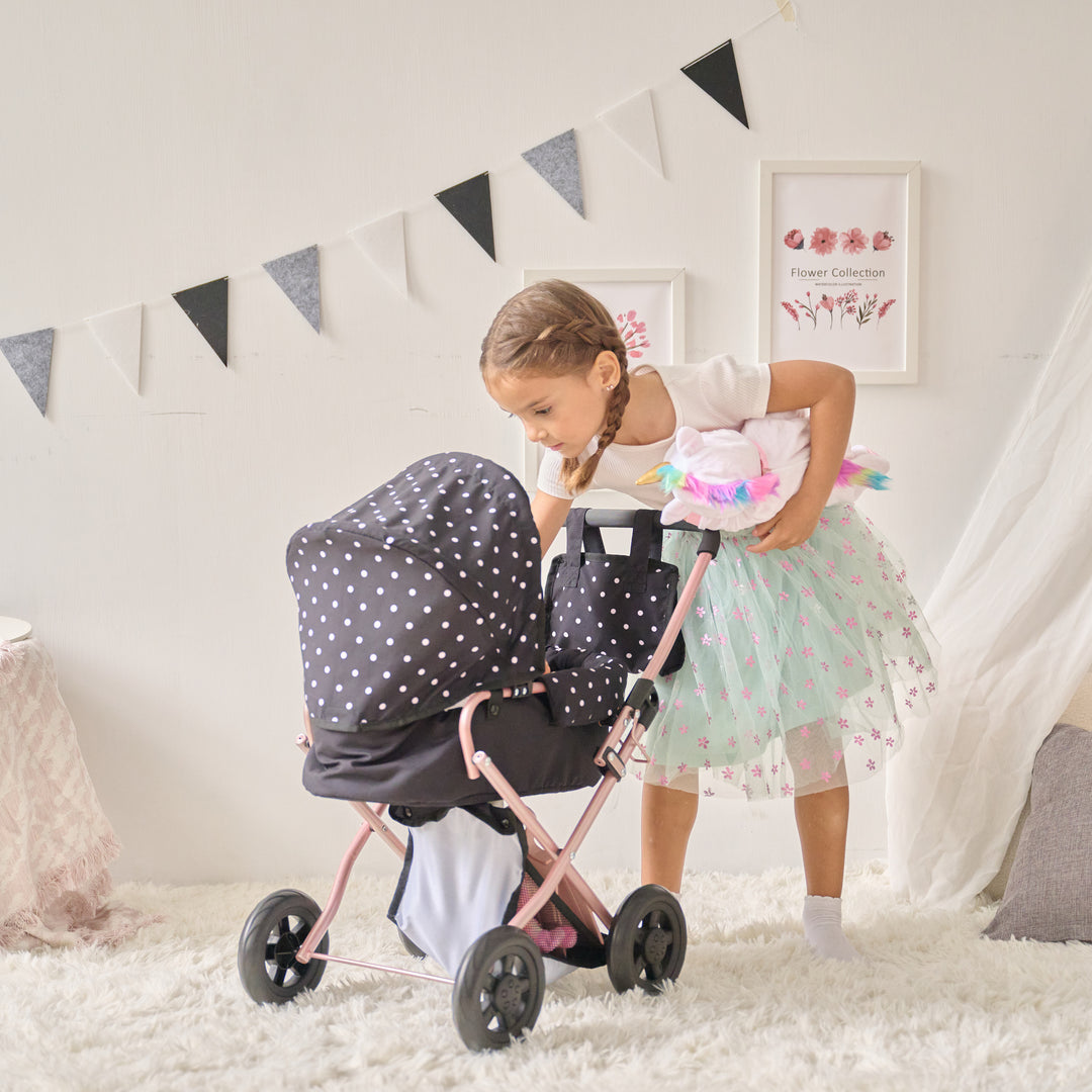 15-18 Inch Baby Doll Stroller, Black - Pin Up Doll Classic Stoller by Olivia's Little World