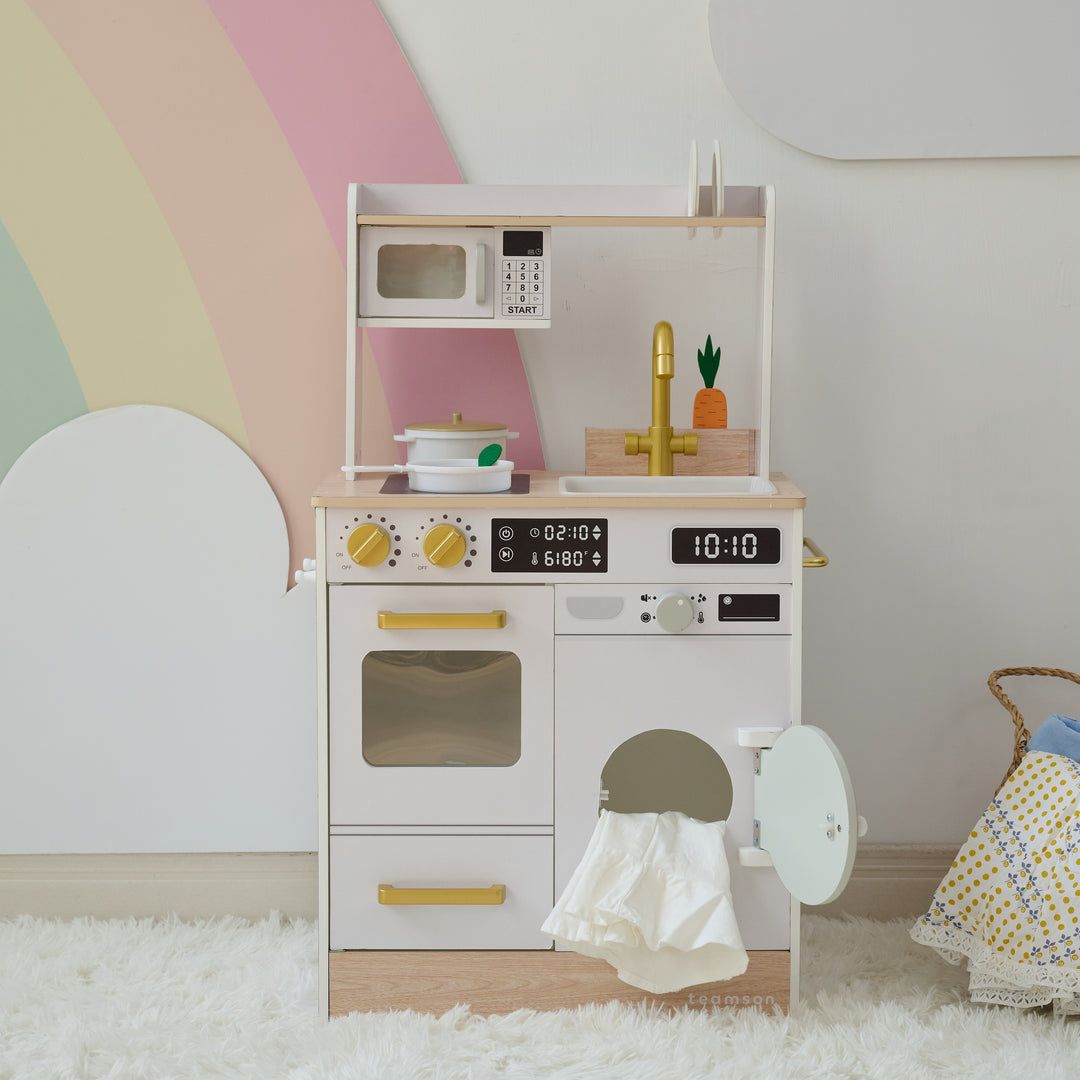 Teamson Kids Little Chef Lake Tahoe Wooden Play Kitchen - Washer & Mini Garden