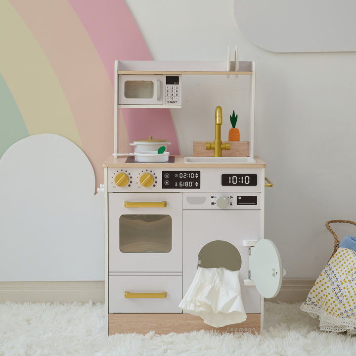 Teamson Kids Little Chef Lake Tahoe Wooden Play Kitchen - Washer & Mini Garden