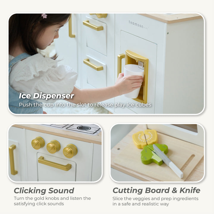 Wooden Play Kitchen with 17 Accessories, White - Little Chef Hampton by Teamson Kids