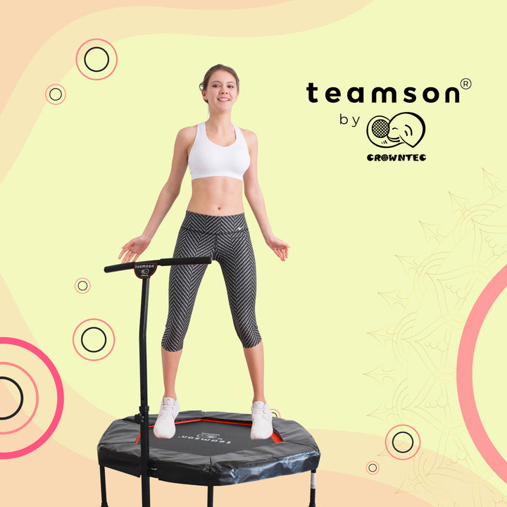 Teamson by Crowntec 50'' UV-Resistant Hexagonal Trampoline with Handlebar