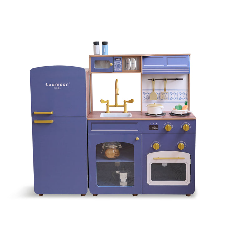 Wooden Play Kitchen with 14 Accessories, Blue - Little Chef Normandy by Teamson Kids