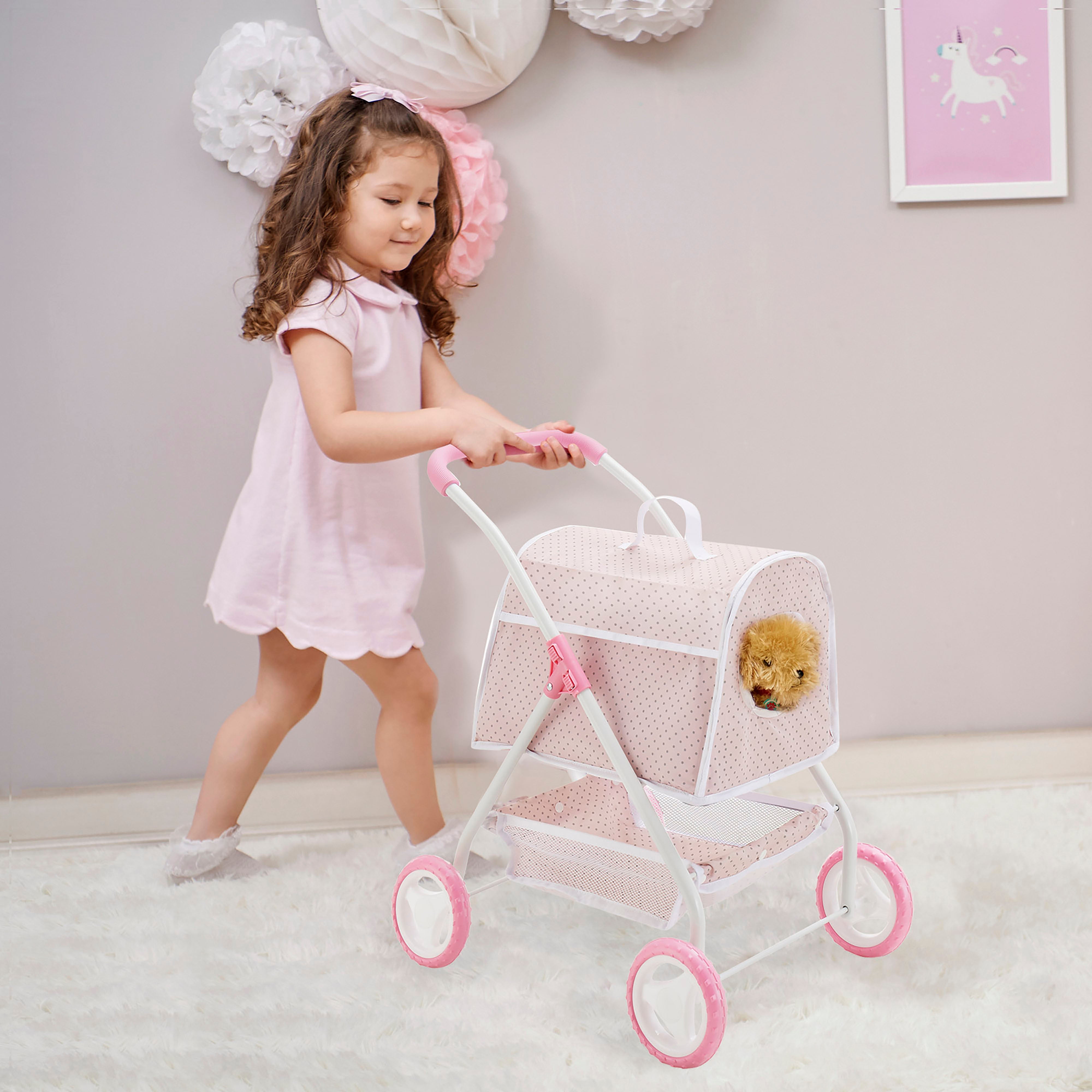 Olivia's Little World Polka Dot Princess Pretend Pet Stroller +