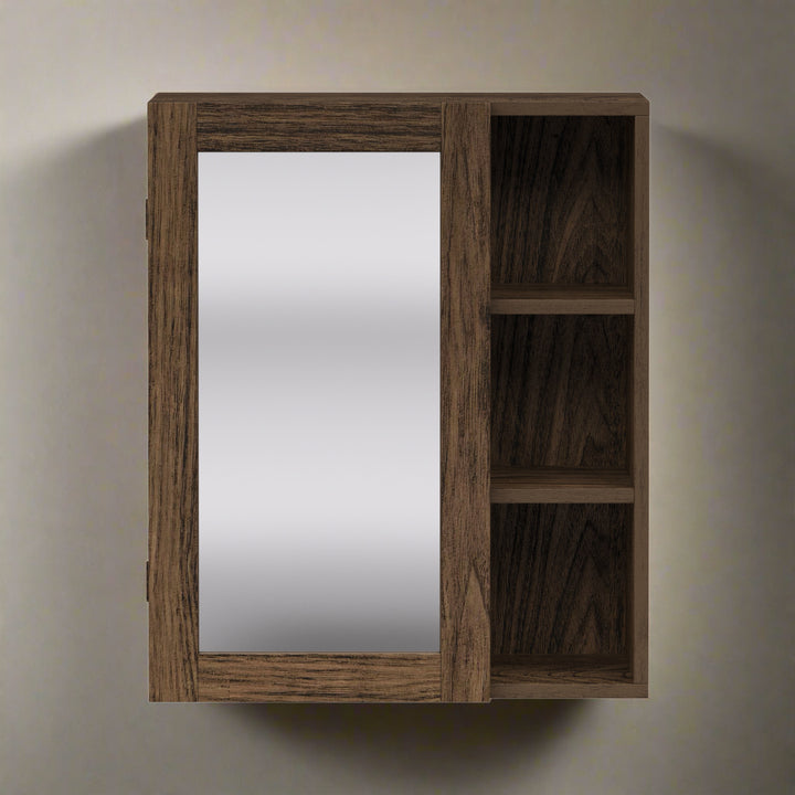 Teamson Home Ellery Removable Medicine Cabinet with Mirror, Open Shelves, Walnut