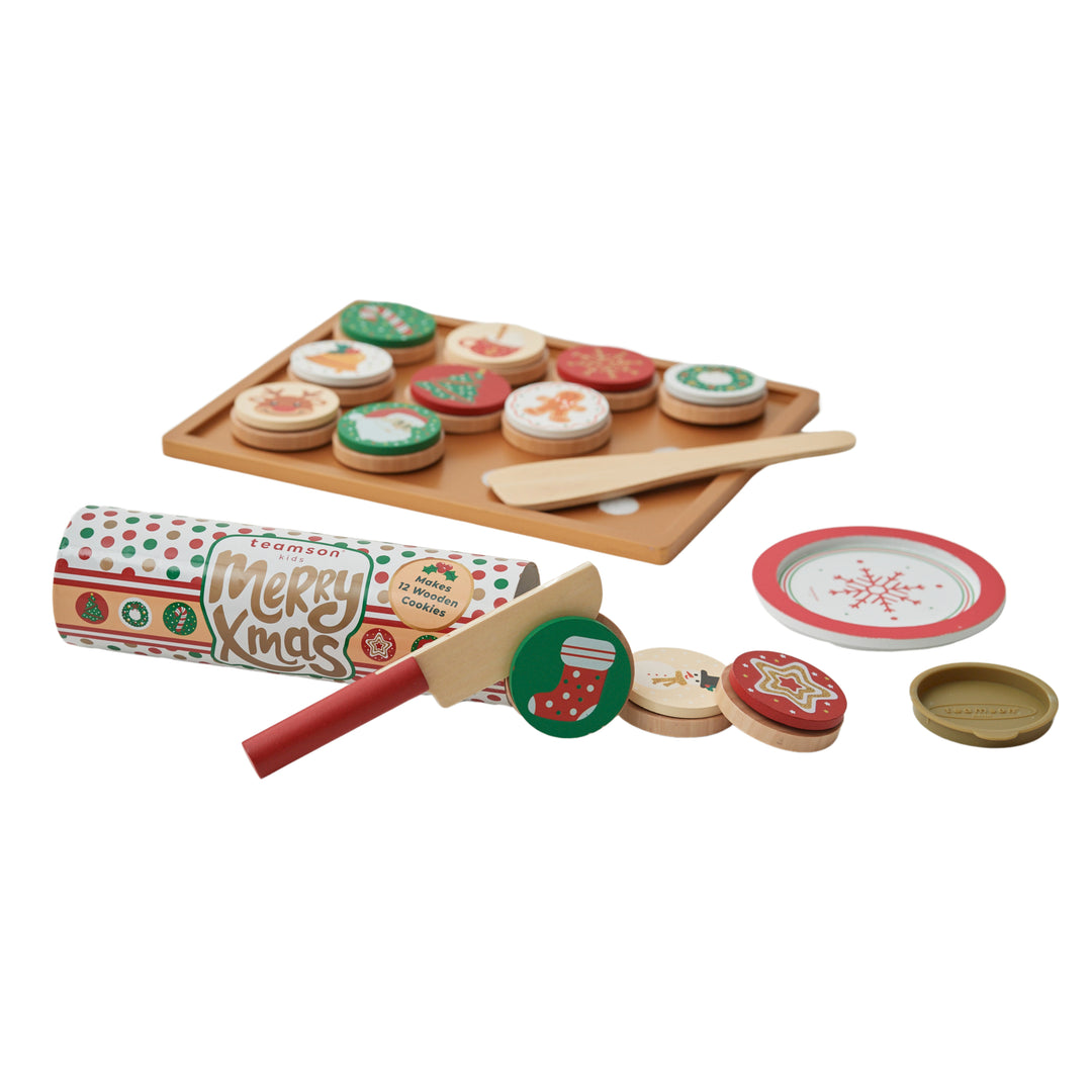 Pretend christmas cookies playset for kids with baking utensils