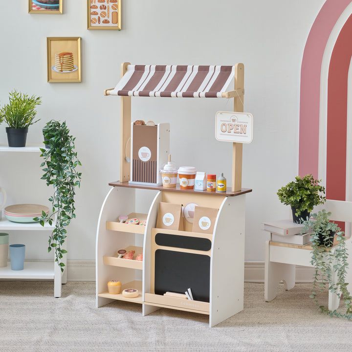 Play Coffee Shop with 29 Accessories, Brown - Espresso Treats by Teamson Kids