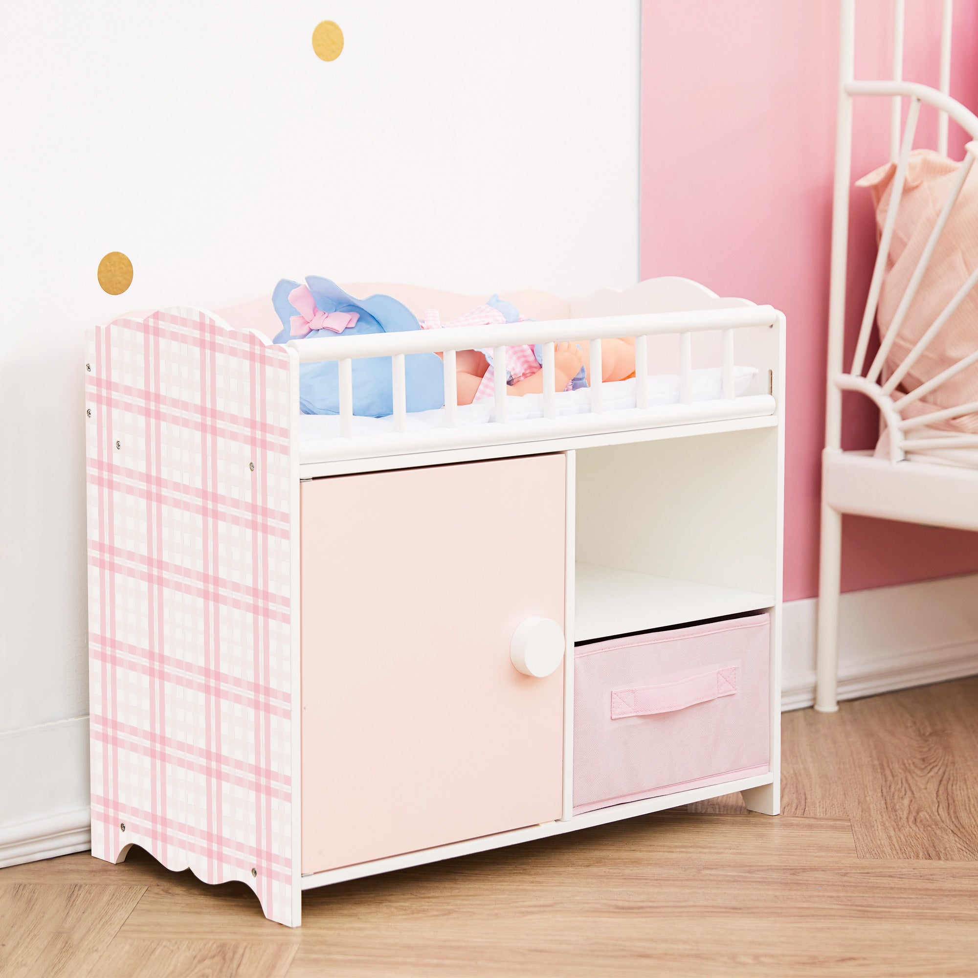 Olivia's Little World Aurora Princess Baby Doll Crib with Storage