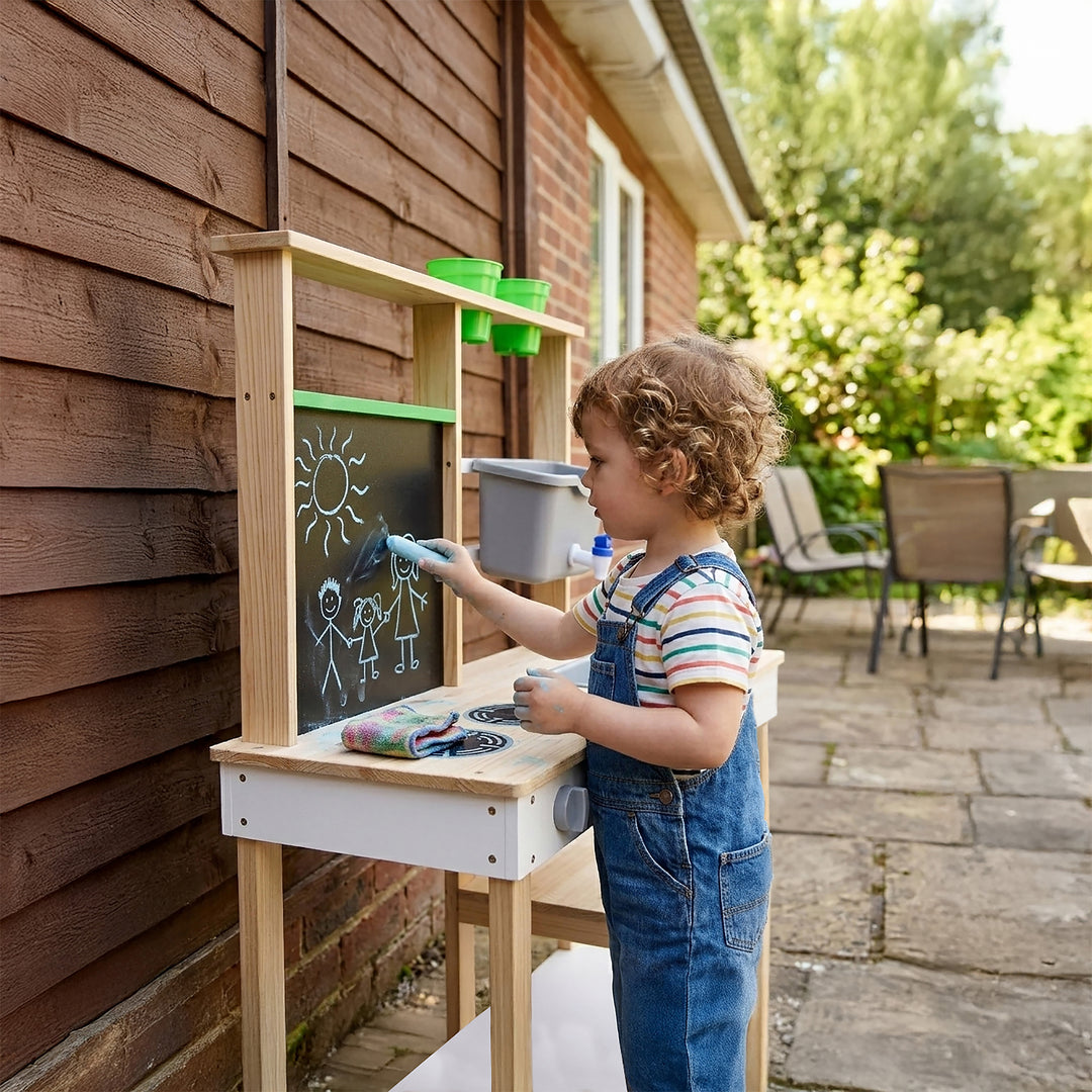 Clover Wooden Mud Kitchen with Sink for Pretend Play by Teamson Kids