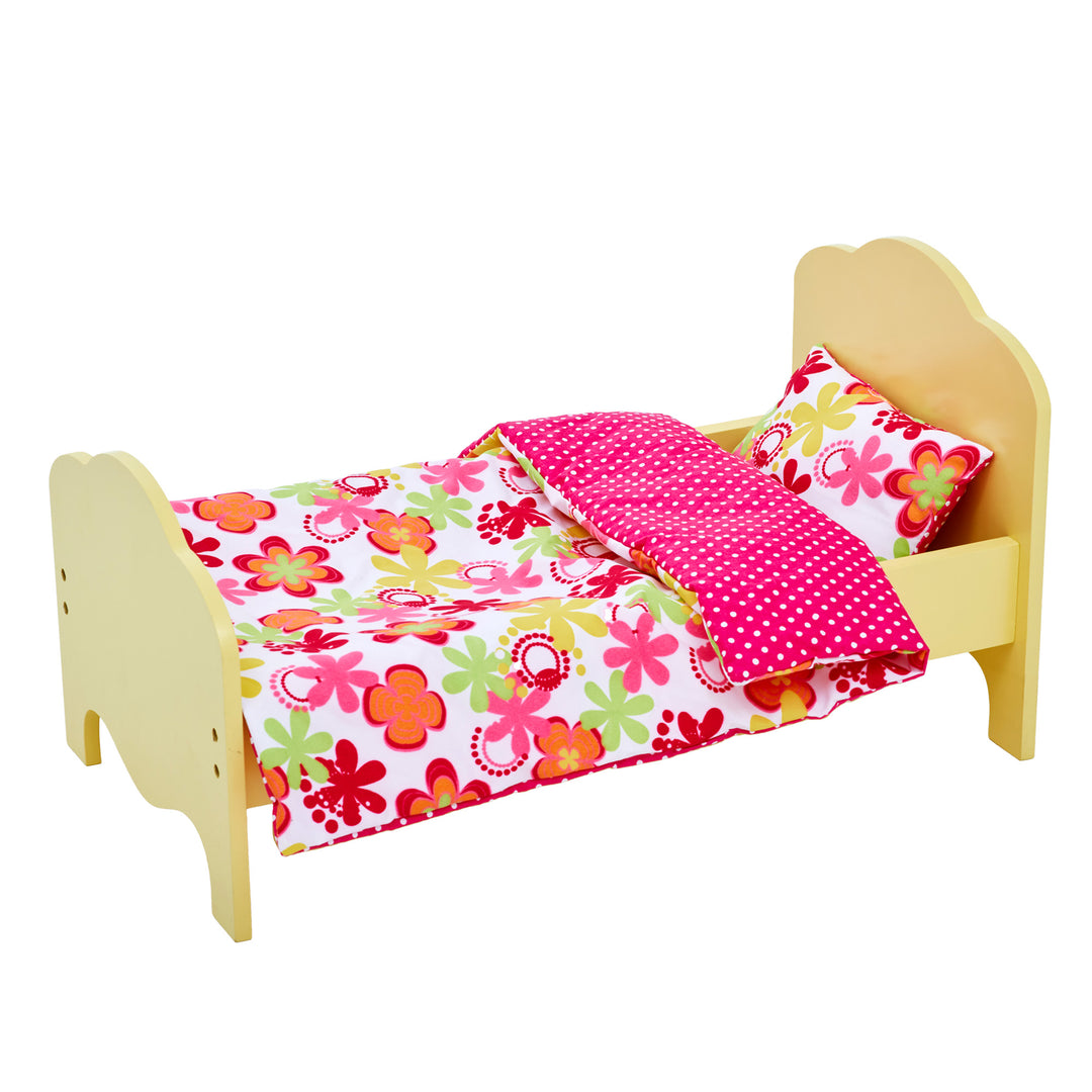 Olivia's Little World Little Princess Yellow Single Bed with Bedding for 18" Dolls