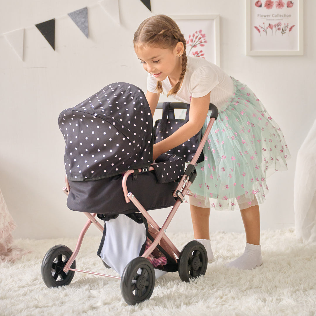 15-18 Inch Baby Doll Stroller, Black - Pin Up Doll Classic Stoller by Olivia's Little World
