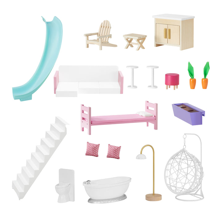 accessories included in the dollhouse