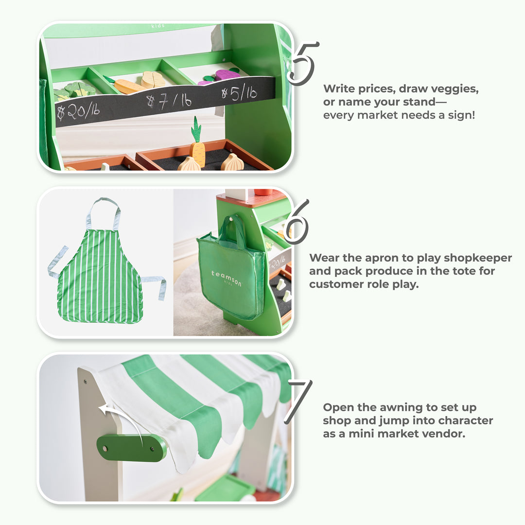 Vermont Farmers Market Stand with Interactive Accessories & Vegetables