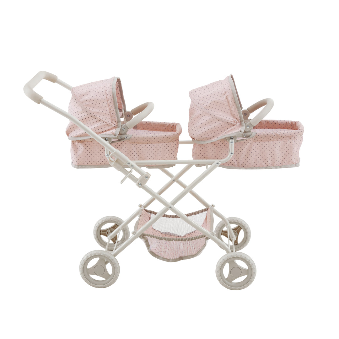 double baby stroller Olivia's Little World Polka Dot Princess Baby Doll Double Bassinet Str – US