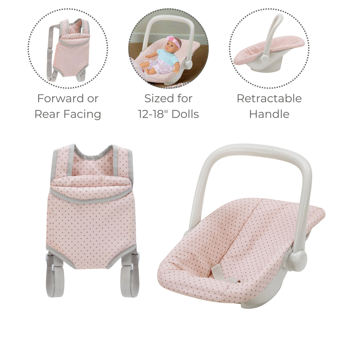 Olivia's Little World Polka Dot Princess Baby Doll Carrier & Car Seat – US
