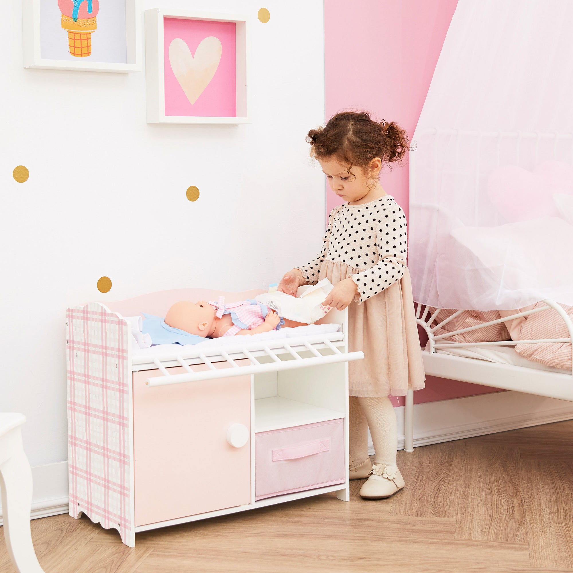 Olivia's Little World Aurora Princess Baby Doll Crib with Storage
