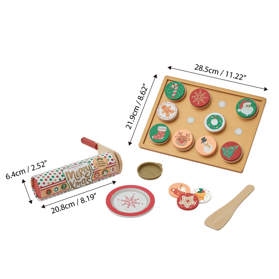 Dimensional graphic for a kids pretend christmas cookies playset