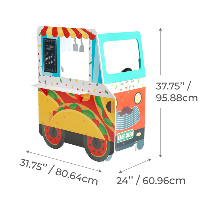 Little Helper Taco Truck Playset dimensions in inches and centimeters