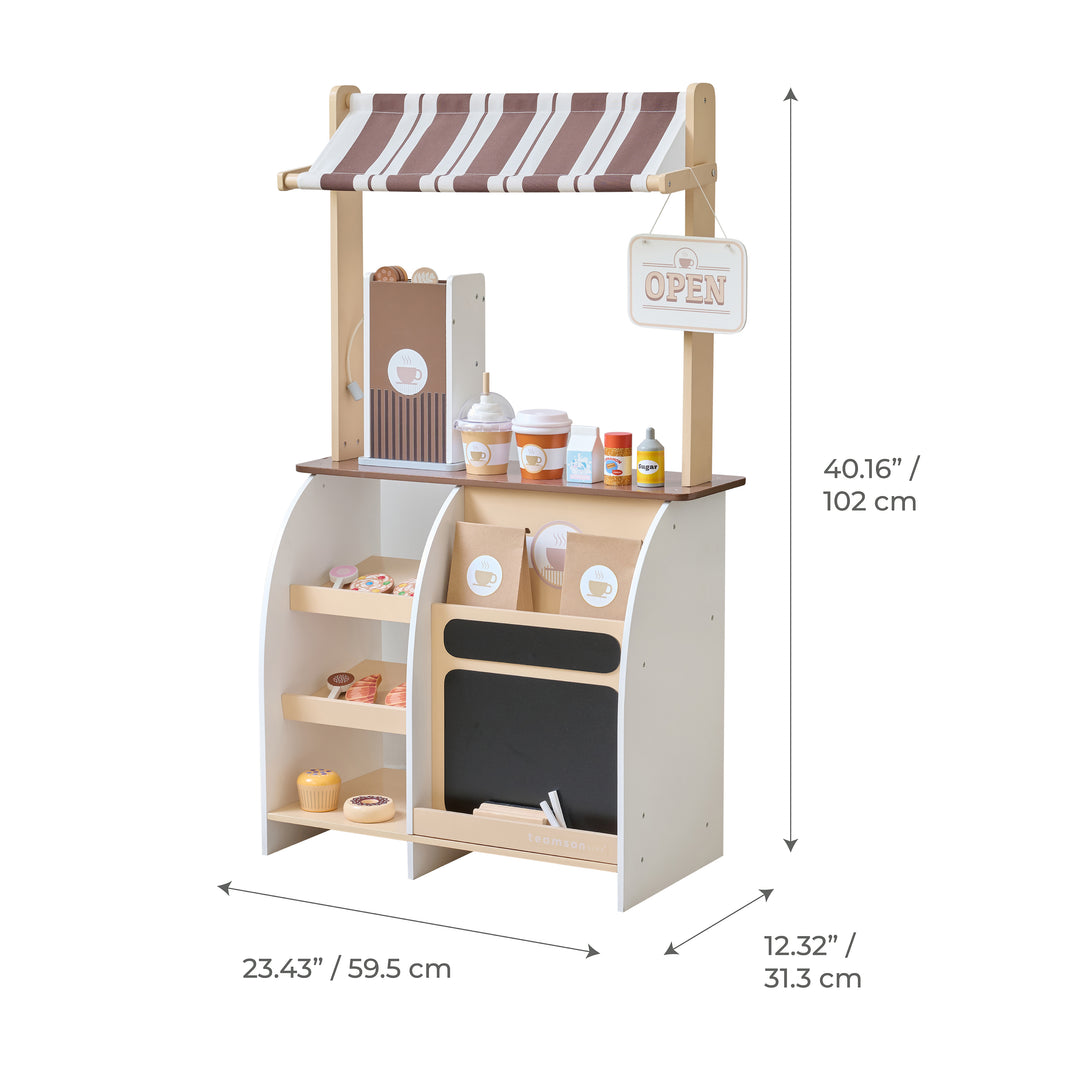 Play Coffee Shop with 29 Accessories, Brown - Espresso Treats by Teamson Kids