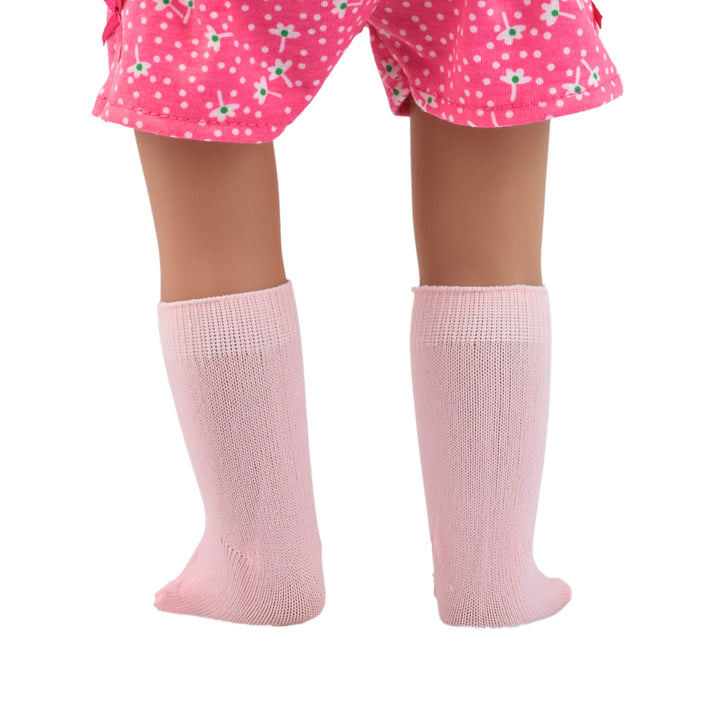 A pair of knee-length pink socks
