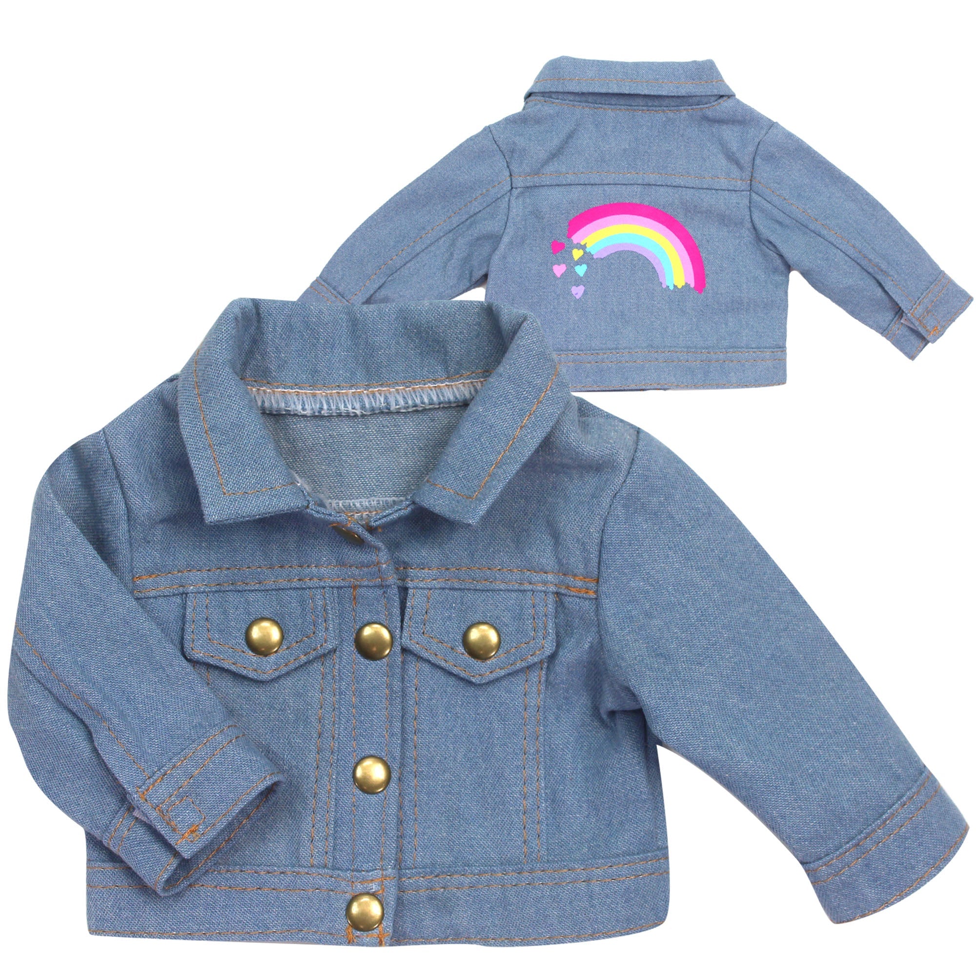 Sophia's Jean Jacket with Rainbow Graphic for 18