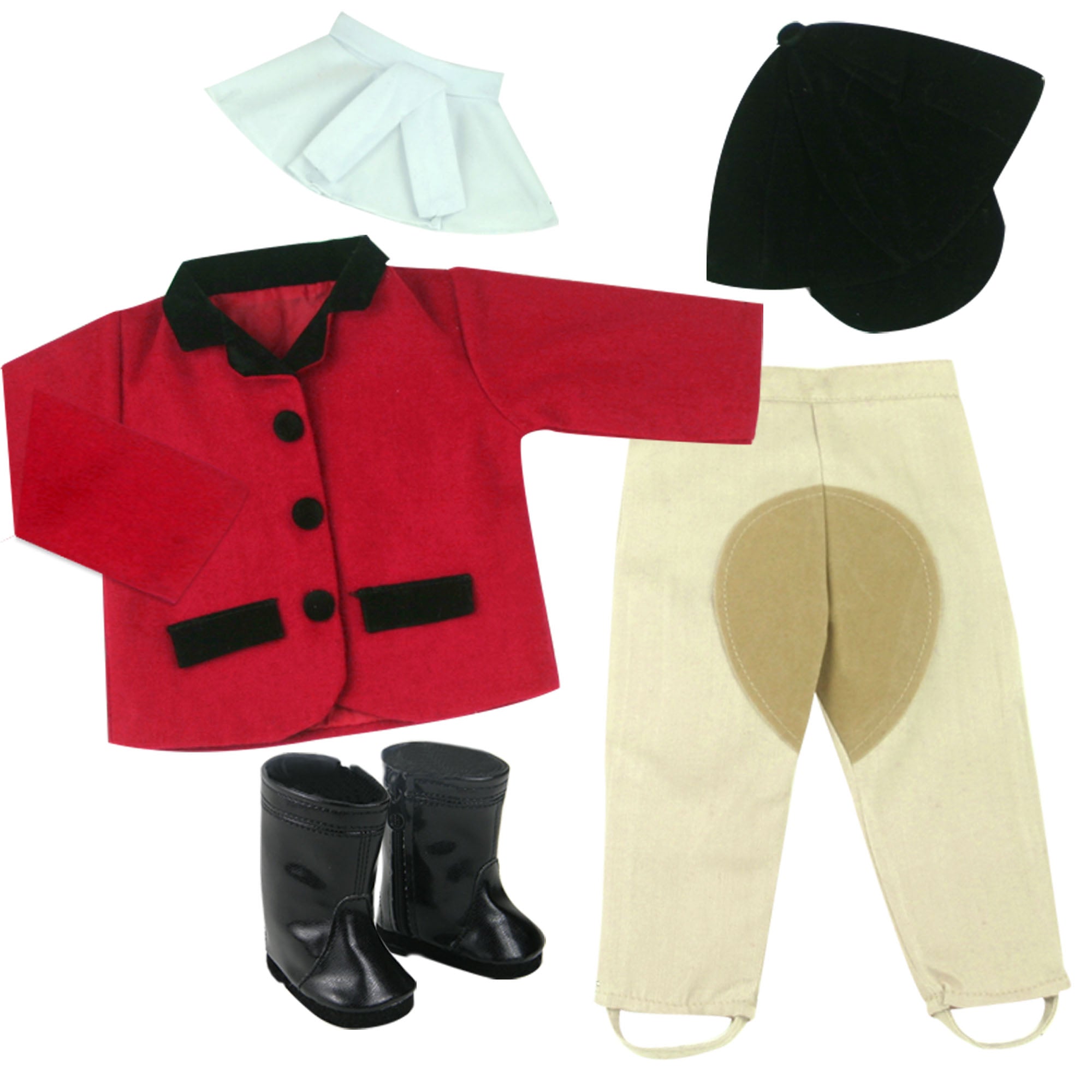 Sophia's 5-Piece Riding Outfit with Red Riding Jacket, Tan Riding Pant ...