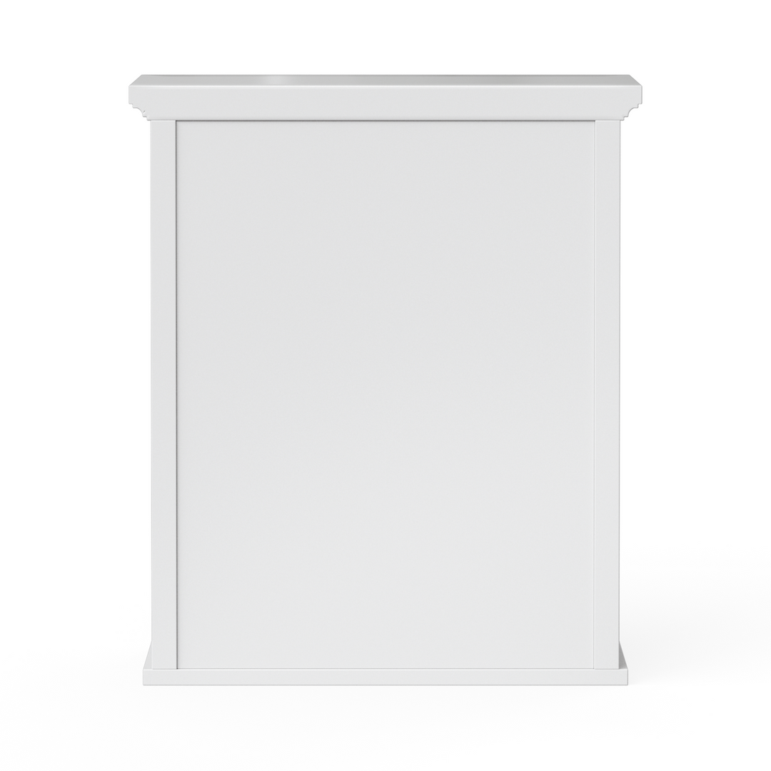 Back view of a white wall mounted cabinet