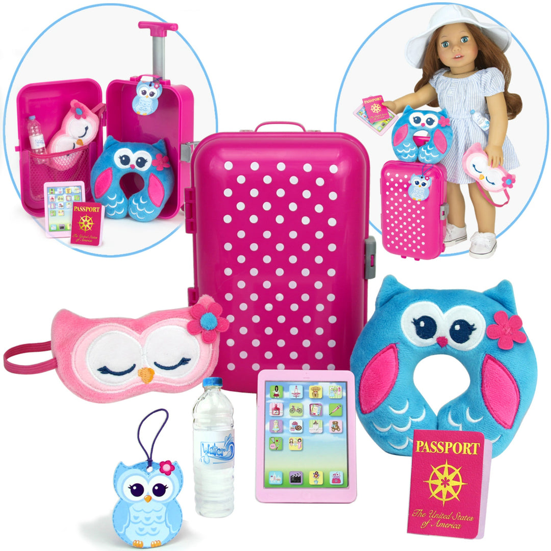 18 inch doll travel backpack Sophia's Travel Accessories Plus Suitcase Set for 18" Dolls – US