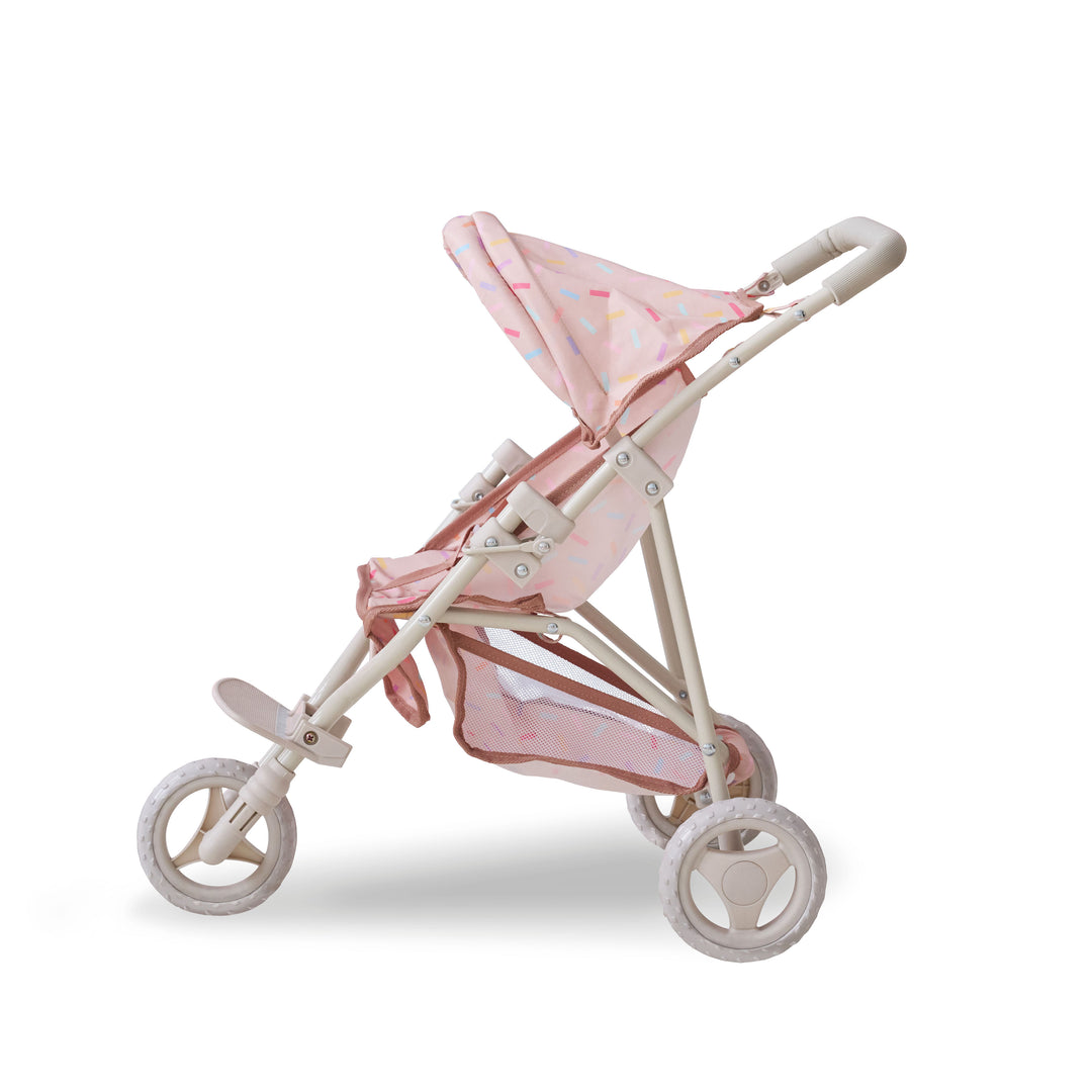 15-18 Inch Baby Doll Stroller, Beige - Confetti Doll Jogging Stoller by Olivia's Little World
