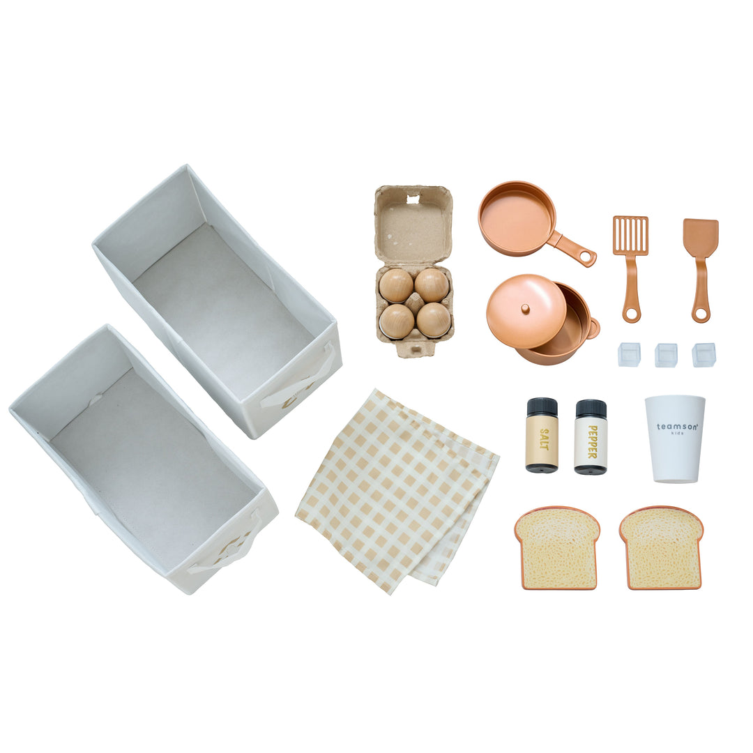 Wooden Play Kitchen with 21 Accessories, Off-White - Little Chef Savannah by Teamson Kids