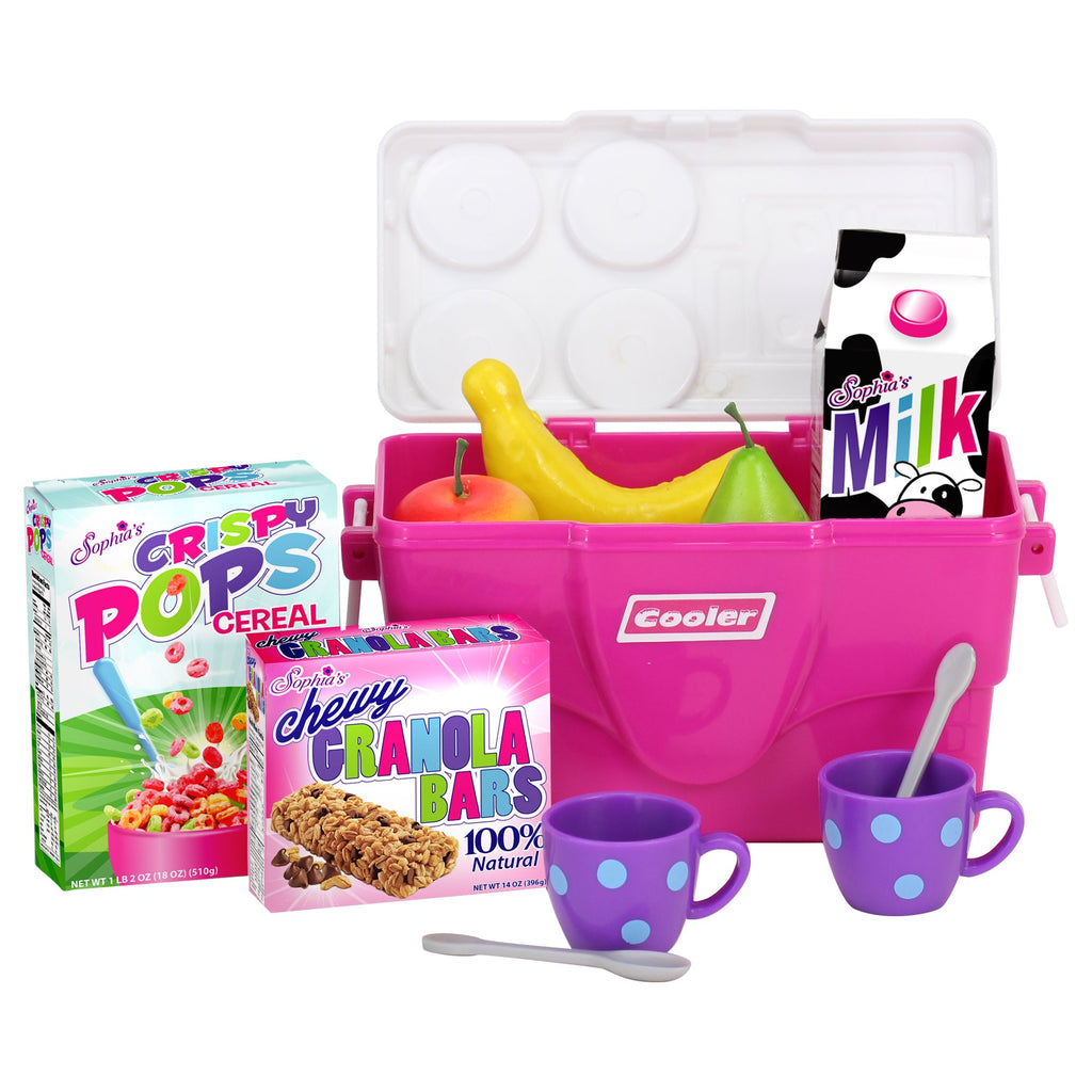 Sophia's 11-Piece Cooler, Mugs and Grocery Food Set for 18'' Dolls