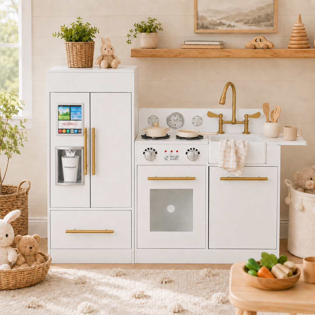 Teamson Kids Little Chef Charlotte Modern Play Kitchen, White/Gold