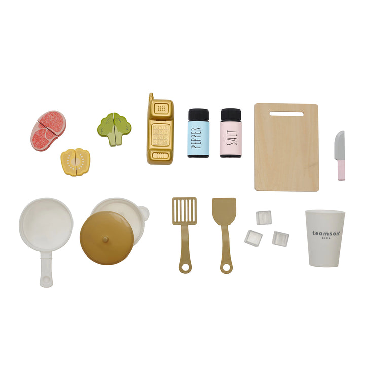 Wooden Play Kitchen with 17 Accessories, Pink - Little Chef Hampton by Teamson Kids