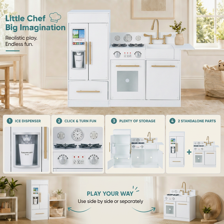 Teamson Kids Little Chef Charlotte Modern Play Kitchen, White/Gold