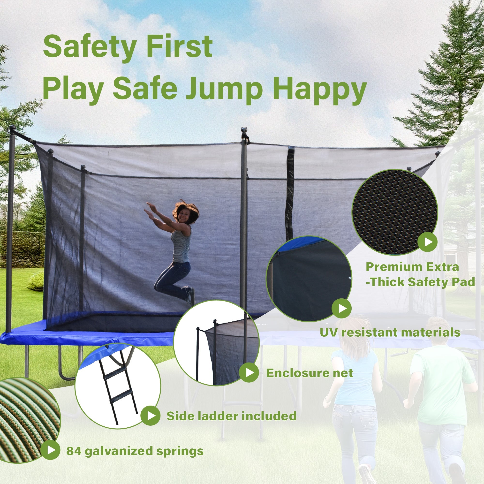 Teamson by Crowntec 15x9 FT UV-Resistant Trampoline with Ladder