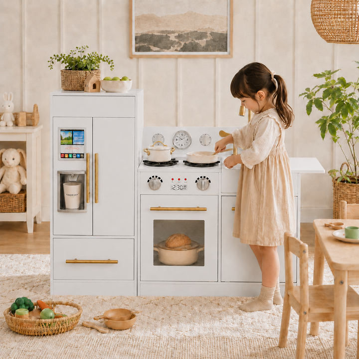 Teamson Kids Little Chef Charlotte Modern Play Kitchen, White/Gold