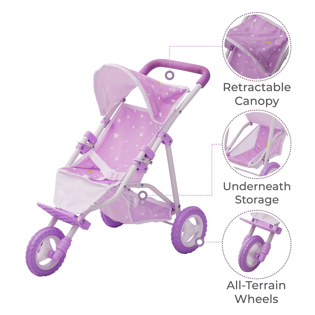 jogging stroller storage Olivia's Little World Dolls Jogging-Style Doll Stroller with Canopy, P – US