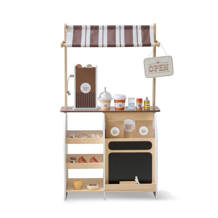 Play Coffee Shop with 29 Accessories, Brown - Espresso Treats by Teamson Kids