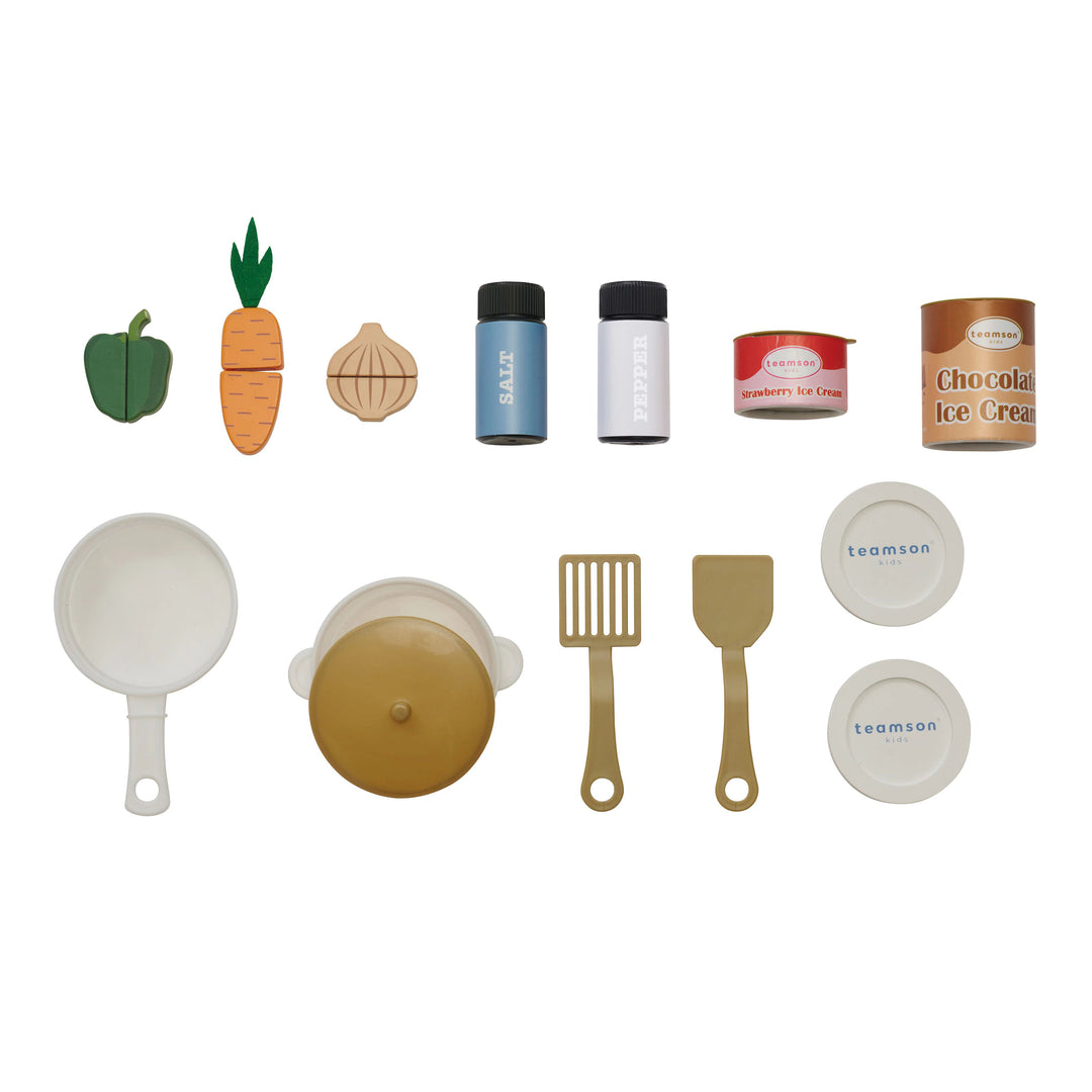 Wooden Play Kitchen with 14 Accessories, Blue - Little Chef Normandy by Teamson Kids