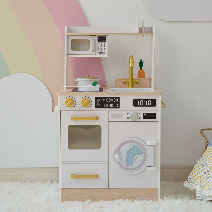 Teamson Kids Little Chef Lake Tahoe Wooden Play Kitchen - Washer & Mini Garden