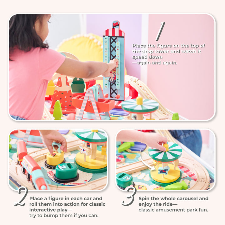 Teamson Kids Florida Amusement Park Wooden Activity Table with 6 Mini-Games