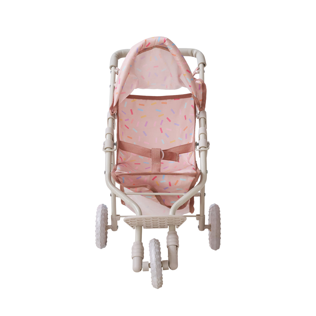 15-18 Inch Baby Doll Stroller, Beige - Confetti Doll Jogging Stoller by Olivia's Little World