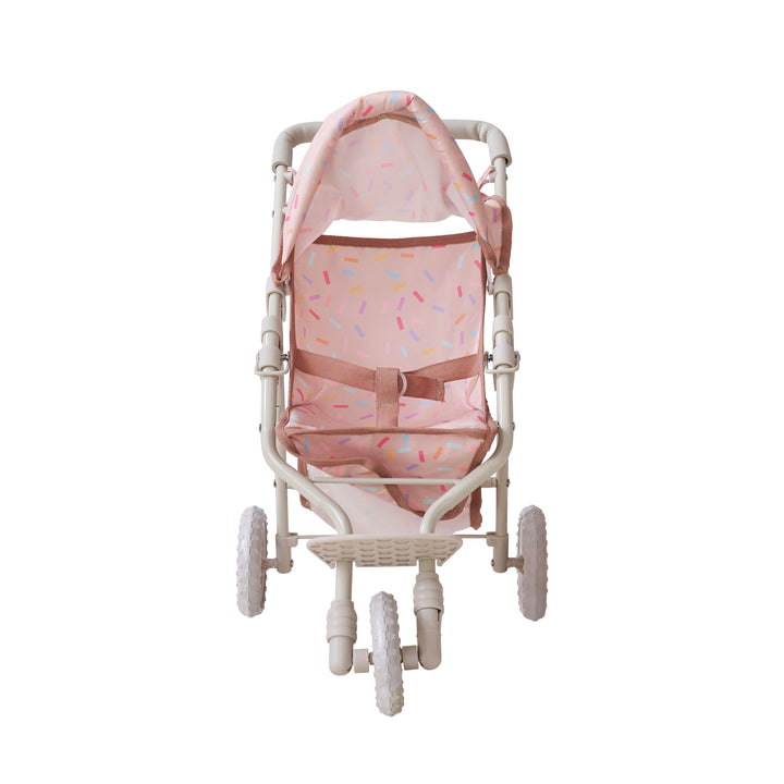 15-18 Inch Baby Doll Stroller, Beige - Confetti Doll Jogging Stoller by Olivia's Little World