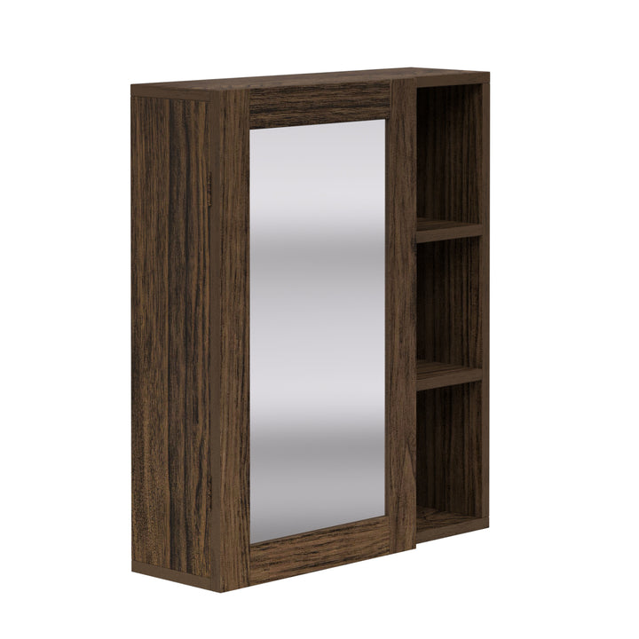 Teamson Home Ellery Removable Medicine Cabinet with Mirror, Open Shelves, Walnut