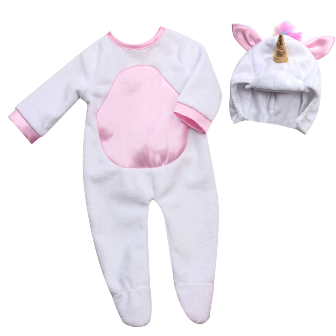 Sophia's Unicorn Costume and Hat with Rainbow Hair for 18" Dolls, White