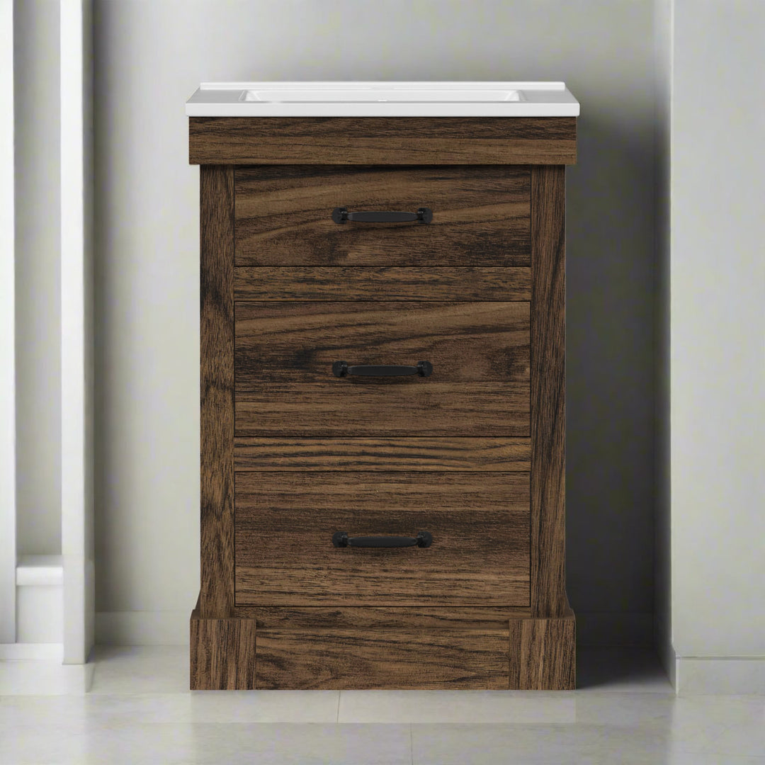 Teamson Home Donovan 24" Single Bathroom Vanity with Two Drawers, Walnut